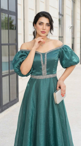 پیراهن مجلسی تور ارگانزا کاپ دار مدل(سیندرلا)