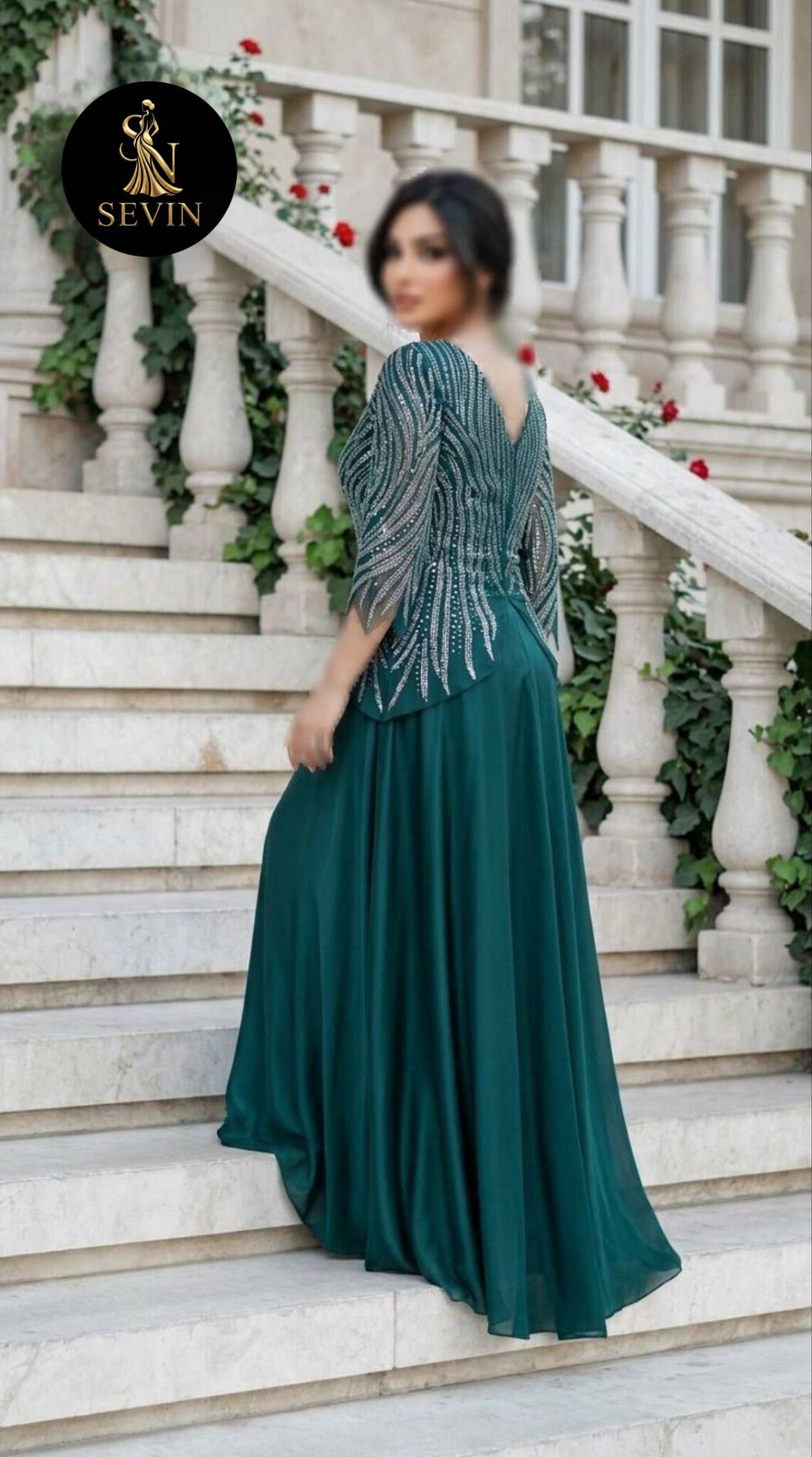 ماکسی مجلسی زنانه سایز بزرگ لمه ترک نگین مروارید(روناک)