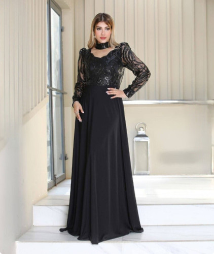 پیراهن مجلسی زنانه پولکی و دامن قواصی مدل(دلسا)